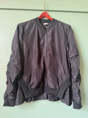 Nylon Black Bomber Jacket by Clu